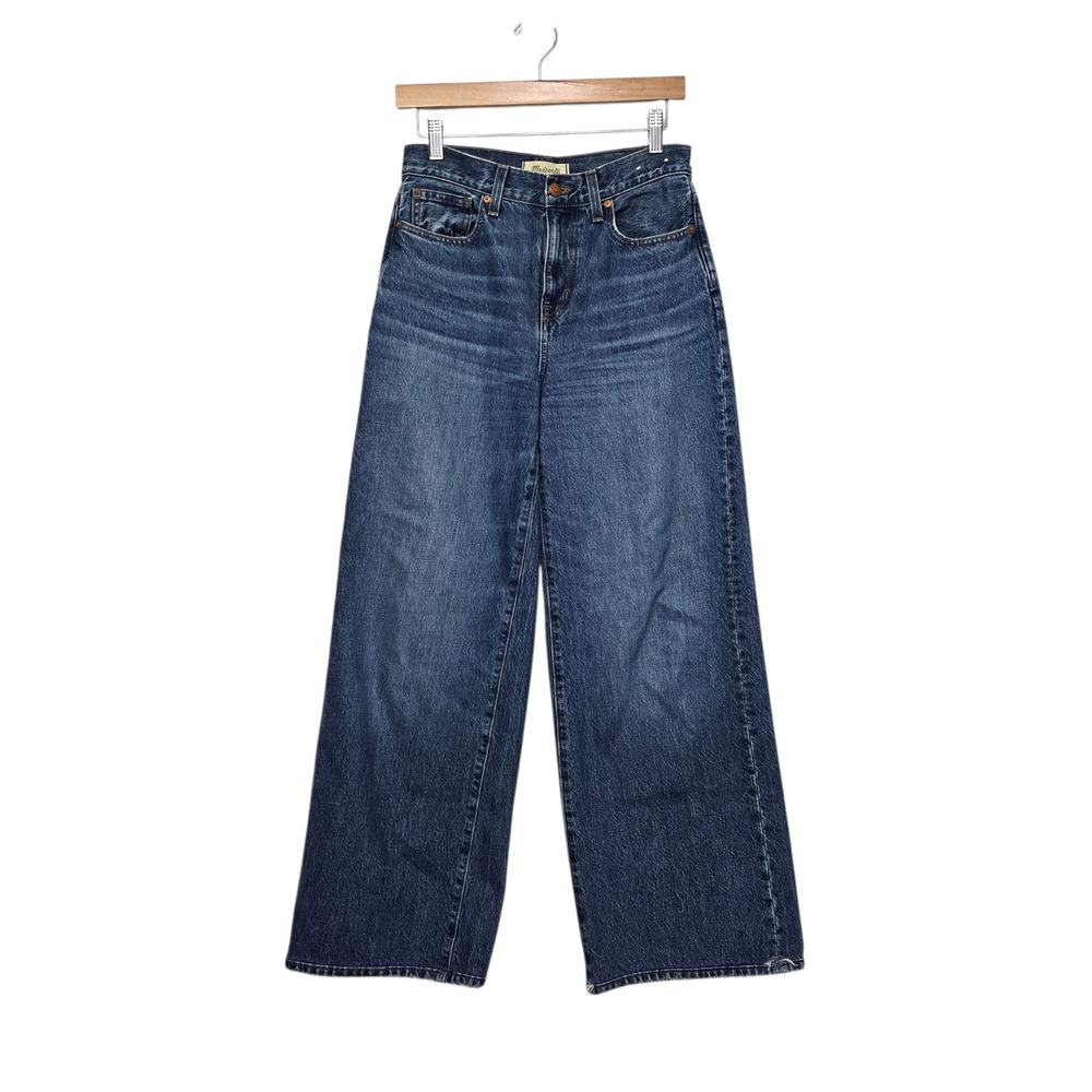 Madewell Super‎ Wide-Leg Jeans Dark Indigo High Rise 100% Cotton Size 25